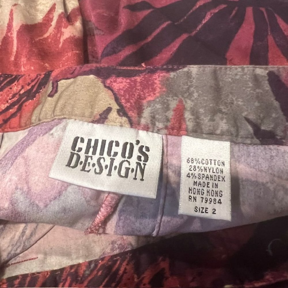 Chico's Design Purple & Green Crop Pants Size Large - Picture 9 of 9